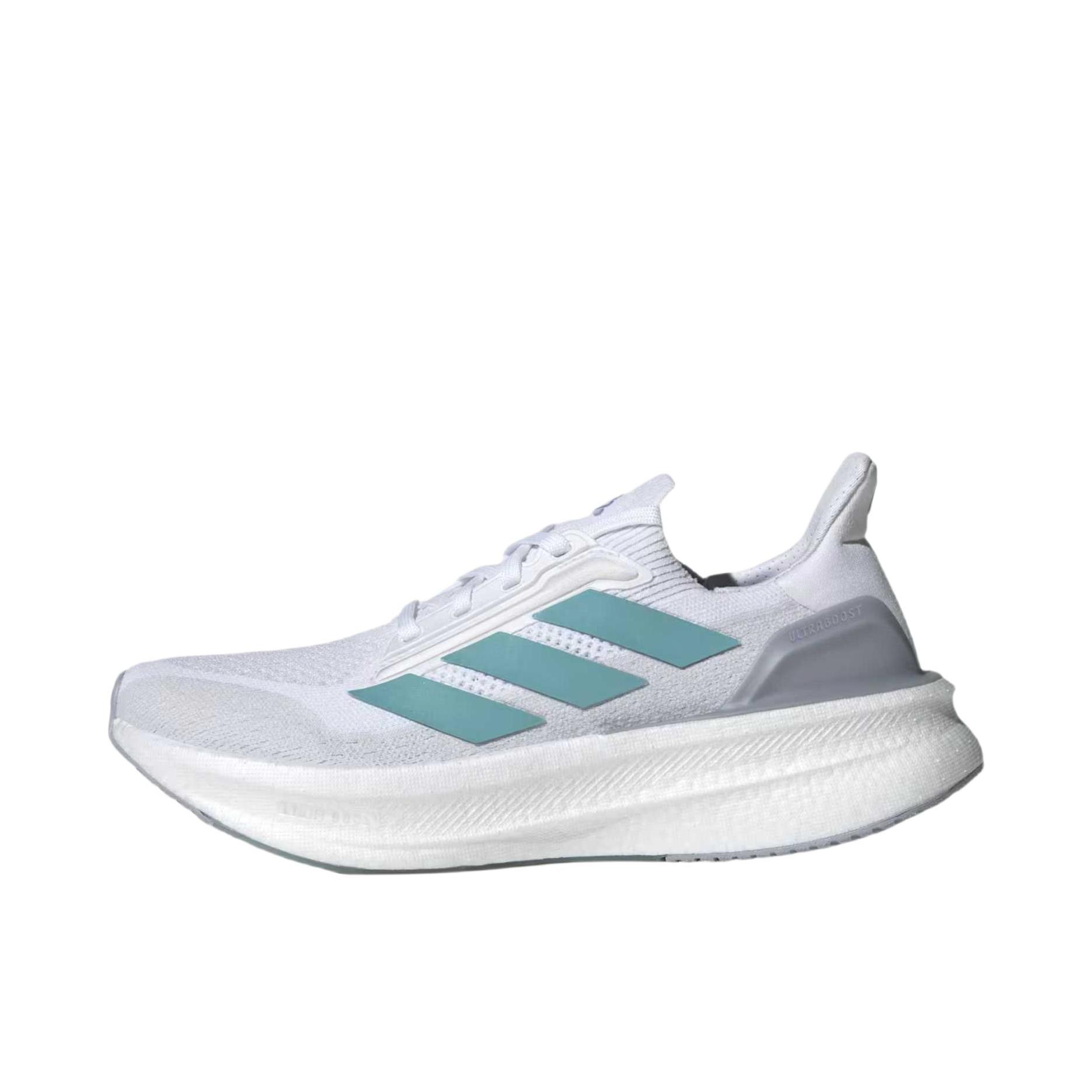 推荐商品：adidas Ultraboost 5X 跑鞋 超轻缓震回弹防滑耐磨支撑贴合长跑圆头 云白色/薄荷绿/荧光紫