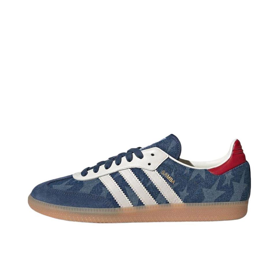 推荐商品：adidas Originals Samba OG T头鞋 板鞋 经典复古舒适百搭耐磨合成革圆头薄底贴合 蓝色/奶油白