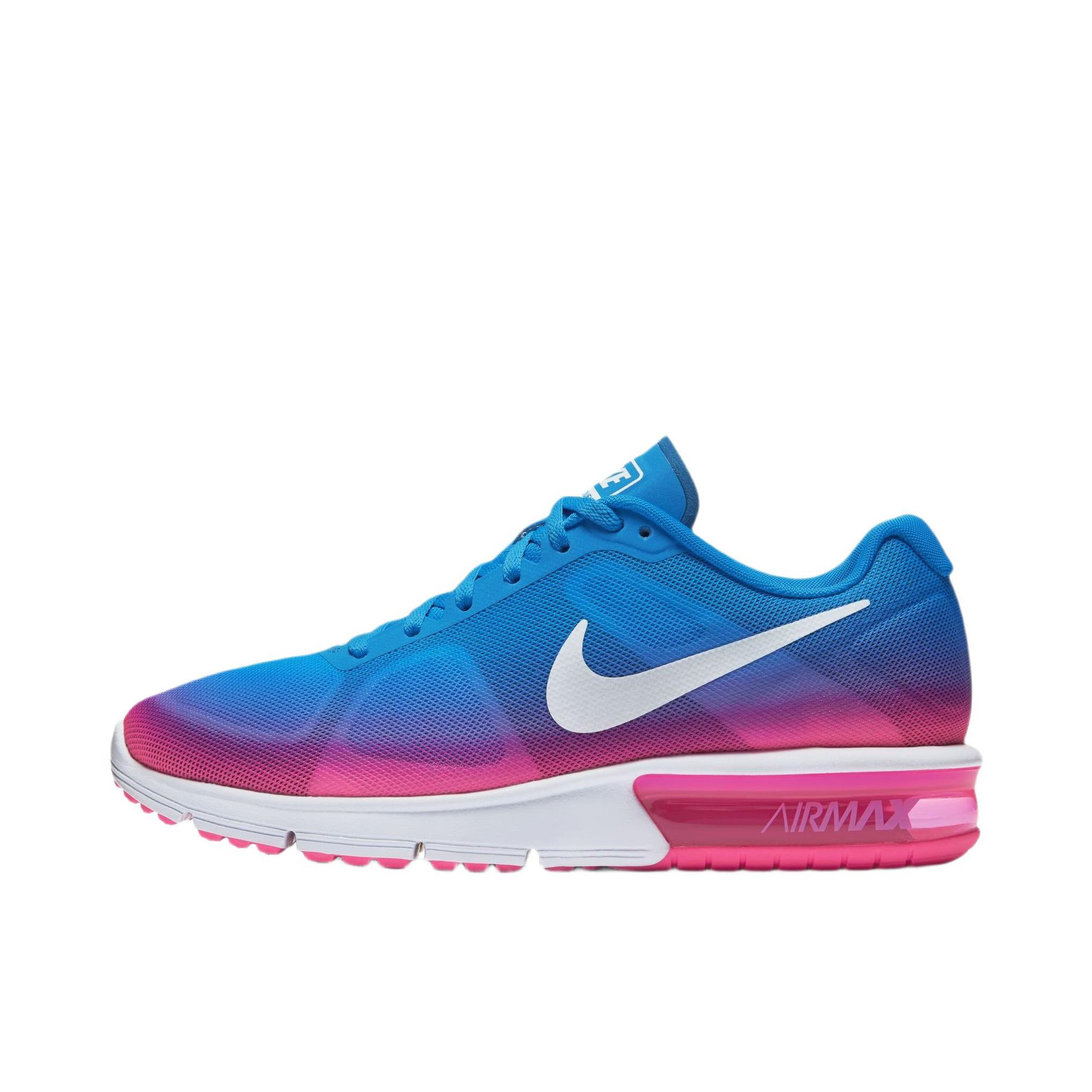 推荐商品：Nike Air Max Sequent 跑鞋 减震防滑耐磨舒适透气低帮时尚休闲 Blue Pink 粉蓝渐变