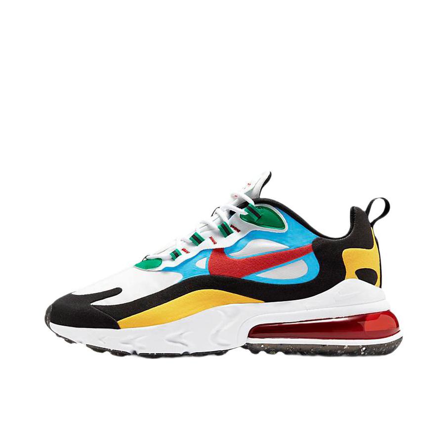 推荐商品：Nike Air Max 270 React 跑鞋 气垫缓震耐磨舒适透气复古拼接圆头回弹  Multi-Color 男款/黑色/白色