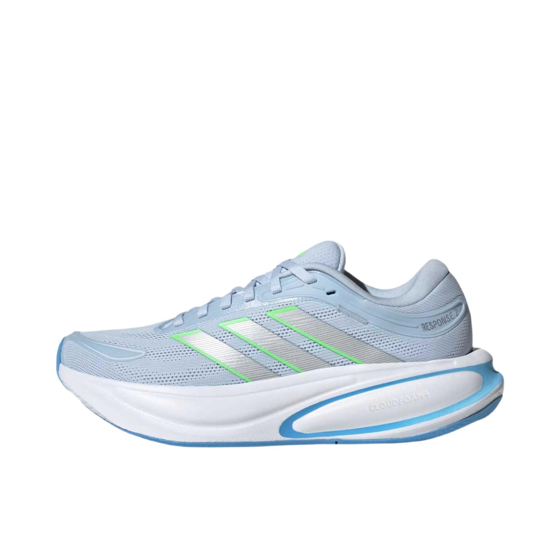 推荐商品：adidas Response 2.0 跑鞋 舒适时尚耐磨回弹支撑贴合圆头 水晶天空/金属银/青柠爆裂 