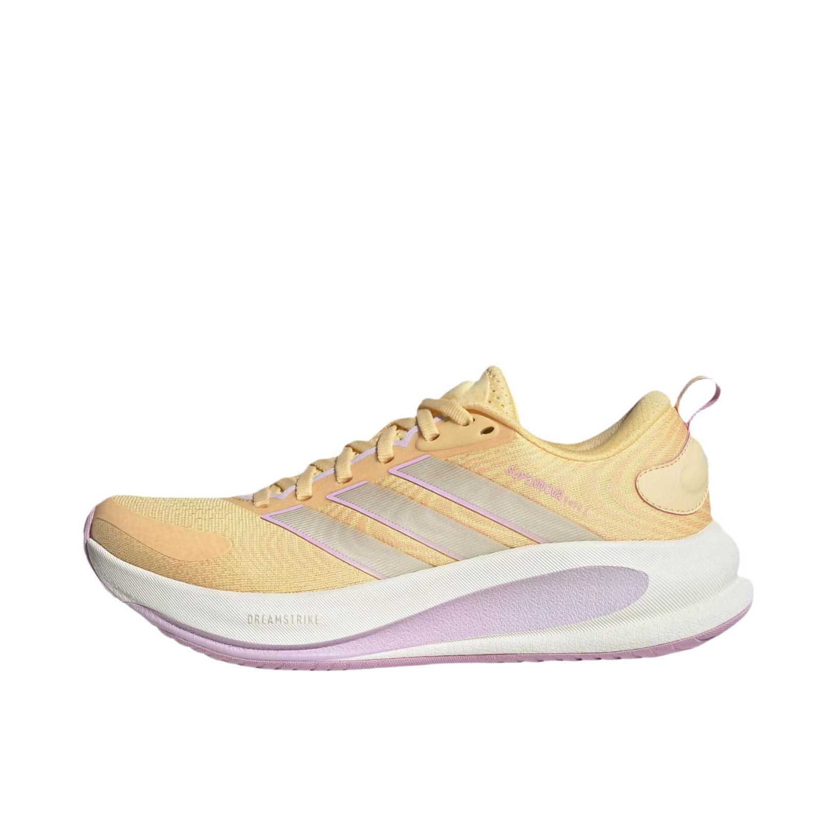 推荐商品：adidas SUPERNOVA EASE 2 跑鞋 系带橡胶厚底圆头贴合支撑慢跑轻便网面缓震 女款/奶油黄
