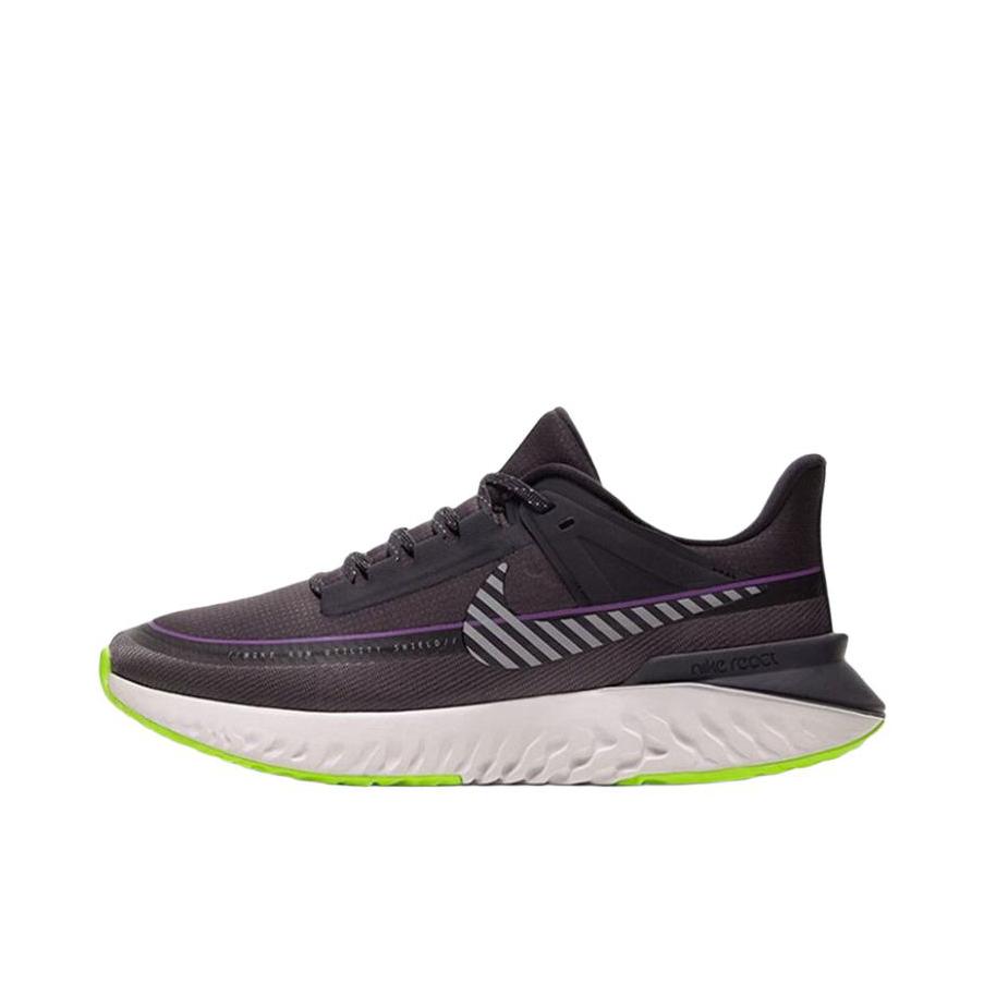 推荐商品：Nike Legend React 2 Shield 跑鞋 防滑耐磨网布透气舒适轻便缓震低帮时尚百搭泡棉 Oil Grey 酒红/银绿
