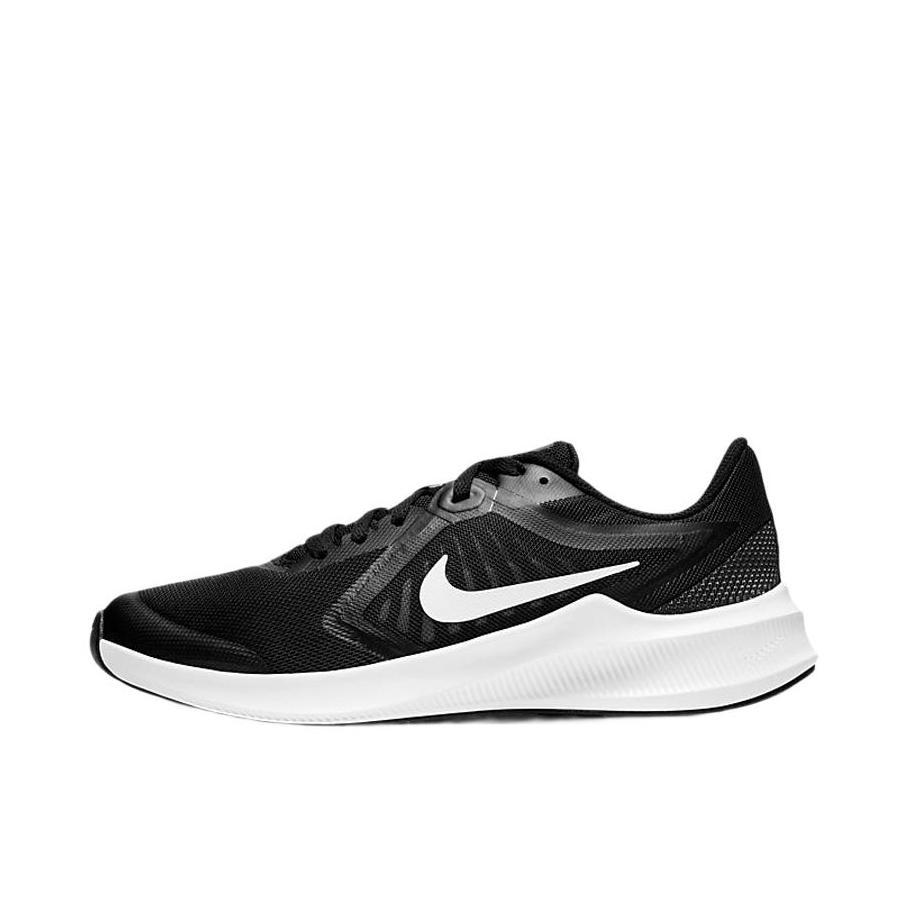 推荐商品：Nike Downshifter 1 跑鞋 网面透气耐磨缓震轻便防滑舒适支撑合成革织物运动 Black/White 黑色/亮白