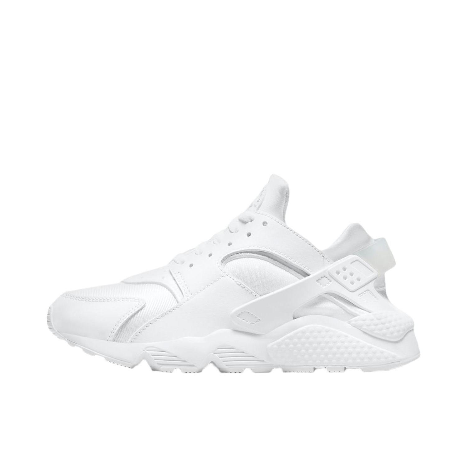 推荐商品：Nike Air Huarache 跑鞋 轻便透气舒适耐磨缓震复古防滑织物合成革运动低帮圆头 女款/白色/白金色
