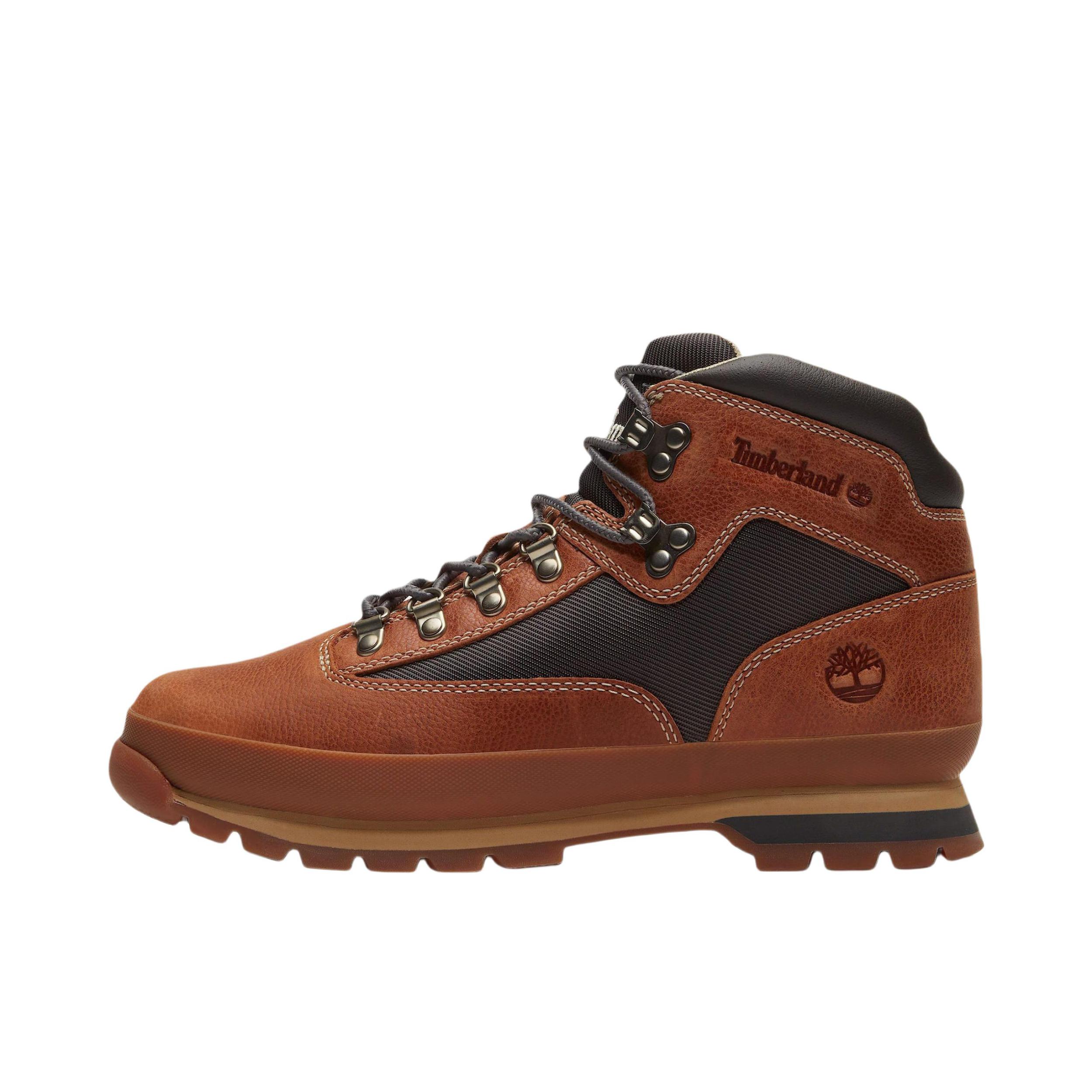 推荐商品：Timberland/添柏岚 Euro Hiker 户外鞋 徒步鞋 户外靴 皮革轻便透气防滑耐磨圆头短筒中帮 深棕色/黑色