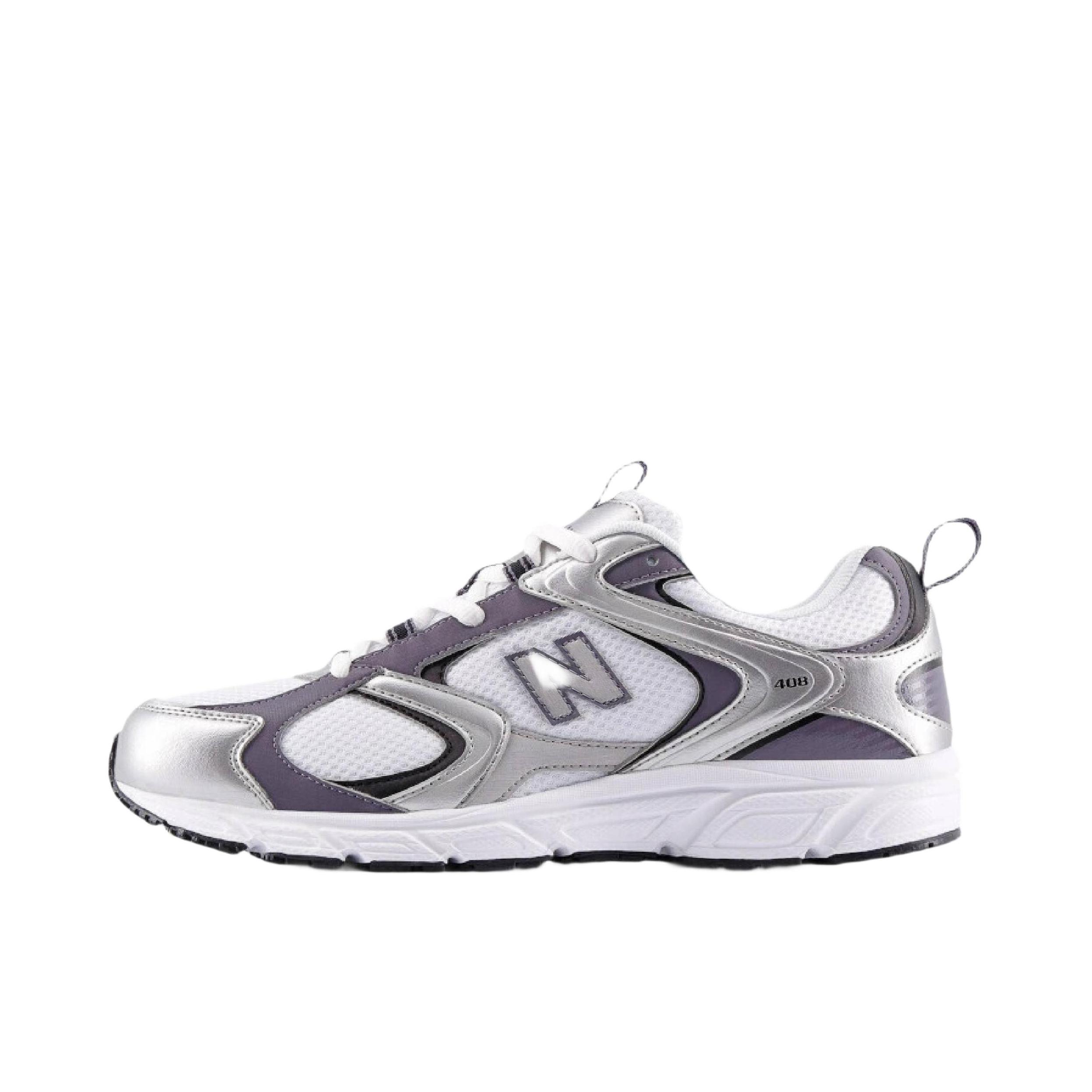 推荐商品：New Balance 408 织物 透气耐磨 防滑增高 舒适网面 时尚复古 潮流 运动休闲鞋 D宽/白色/银色