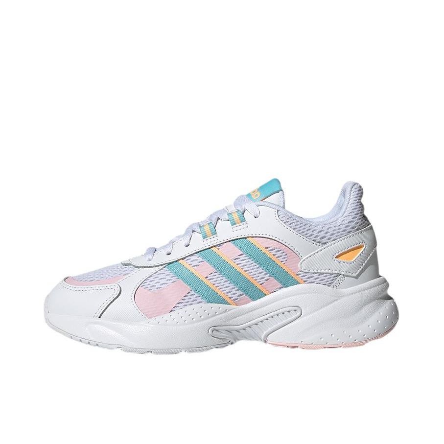 推荐商品：adidas Crazychaos Shadow 跑鞋 网面透气缓震耐磨运动织物合成革圆头 白色/蓝色/粉色