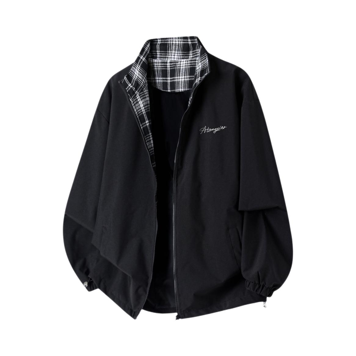 推荐商品：颂希尔 格子拼接立领长袖无帽夹克 BDW-LZH-SXER-DSA245B-26189-B4 黑/升级款