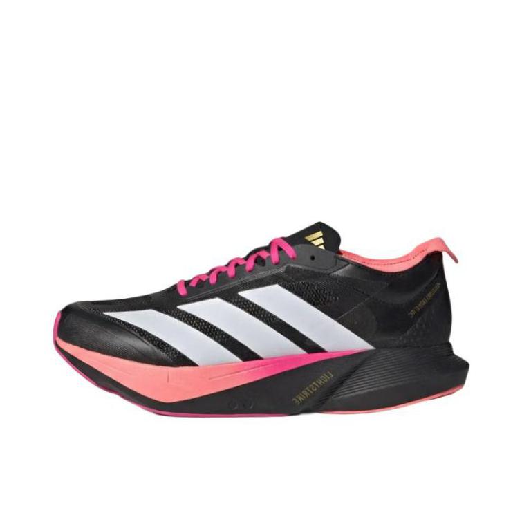 推荐商品：adidas ADIZERO DRIVE RC 跑鞋 专业竞速减震支撑回弹涤纶轻便防滑 黑色/粉色