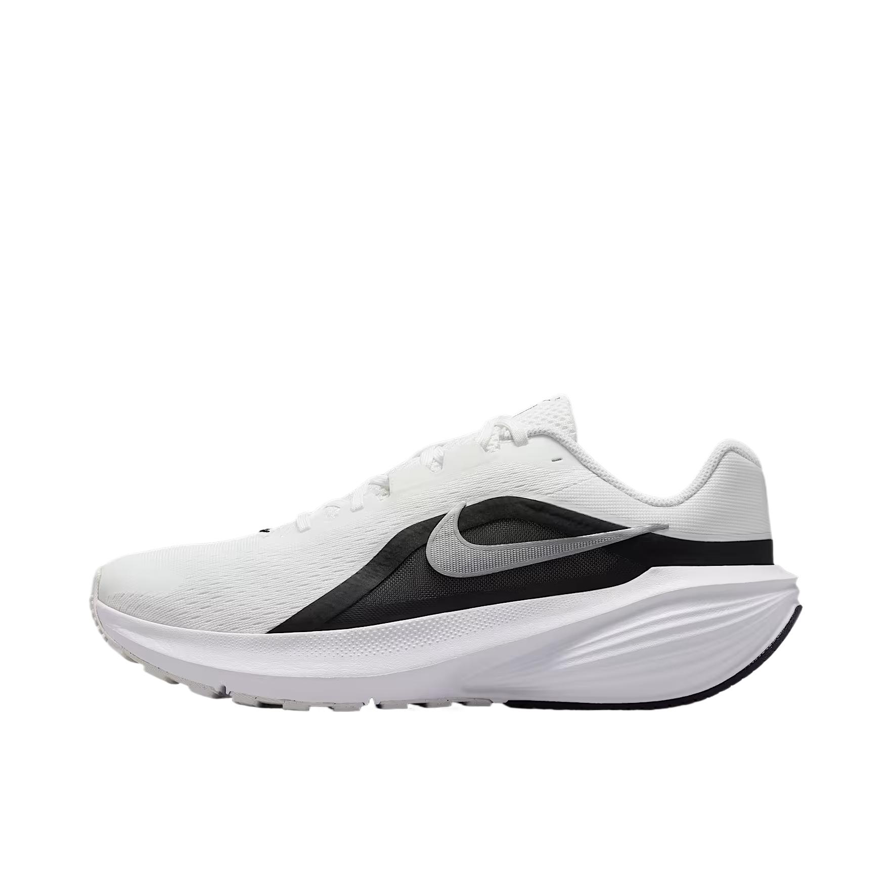 推荐商品：Nike Downshifter 14 跑鞋 时尚系带轻便透气回弹训练贴合缓震防滑 山峰白/黑色/白色/金属银