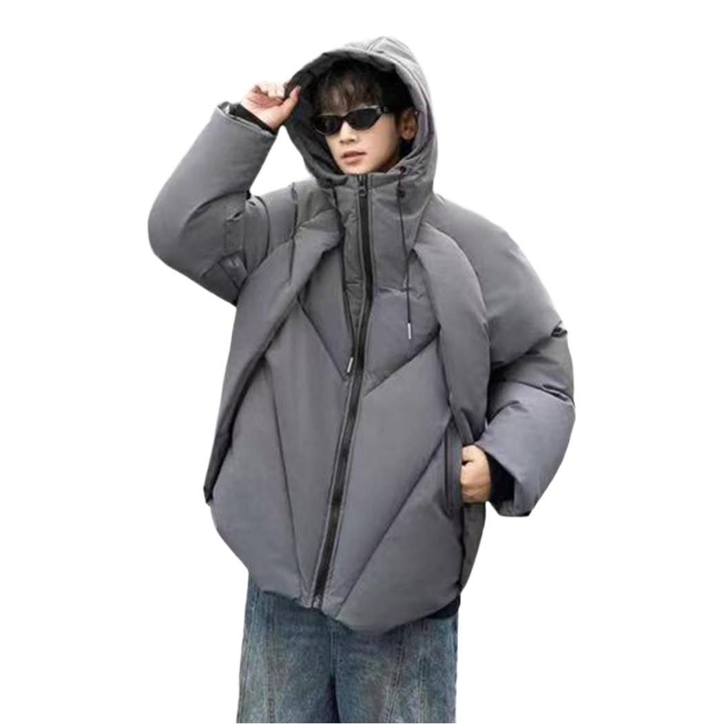 推荐商品：Paint Stain 拉链落肩袖连帽长袖棉服 FTH-ELSJ-2467 灰