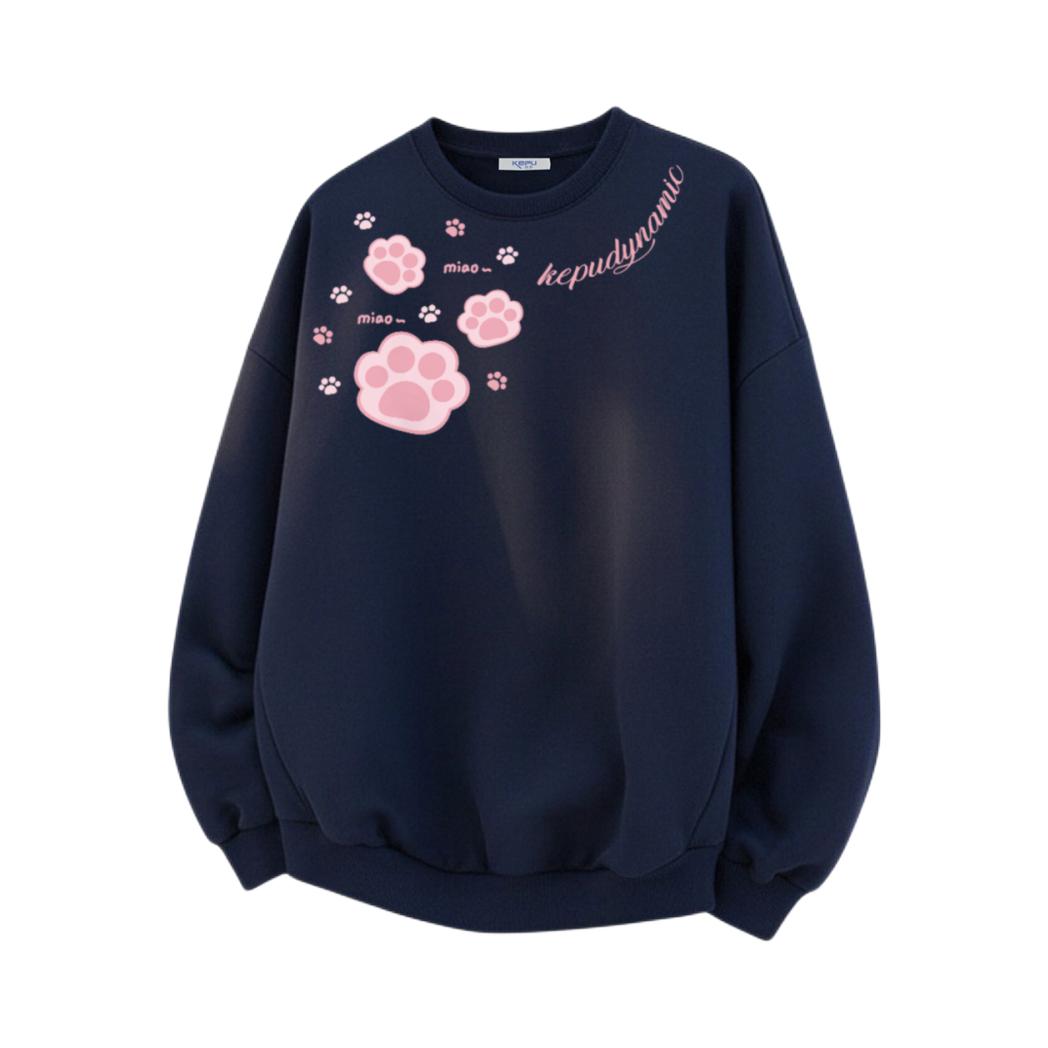 推荐商品：kepu/科朴 2026SS 高克重加绒加厚长袖无帽落肩圆领卫衣 KPB3516W113 藏青