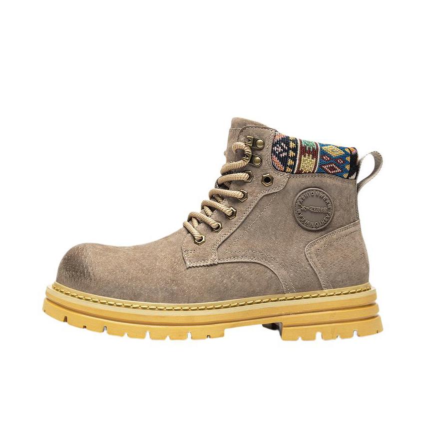 推荐商品：X-ZONE 马丁靴 真皮复古英伦风耐磨 XZ2237 内增高6CM/卡其色