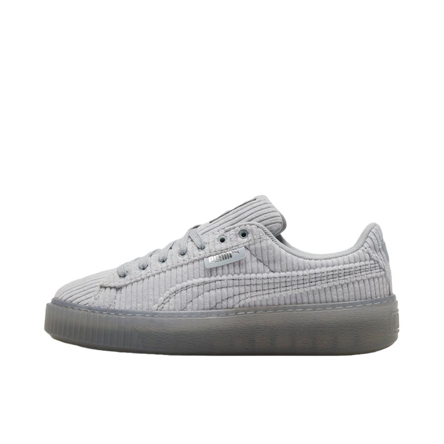推荐商品：Puma/彪马 Basket Platform Strap 板鞋 防滑耐磨轻便透气舒适复古时尚简约 灰色