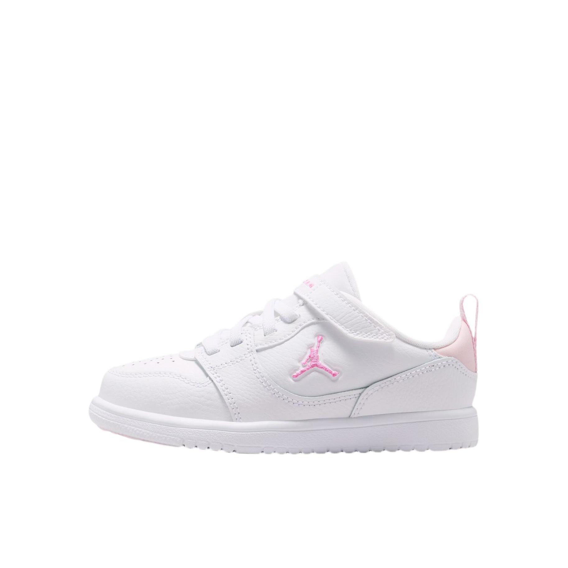 推荐商品：Jordan COURT CONNECT 板鞋儿童 魔术贴 小童/白色/中国红/泡沫粉