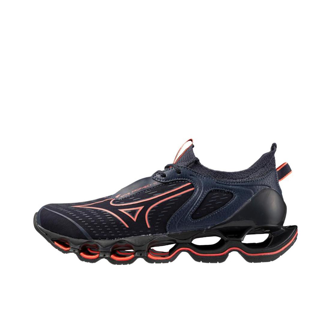 推荐商品：Mizuno/美津浓 WAVE PROPHECY 14 跑鞋 耐磨圆头系带平跟 黑色/灰色