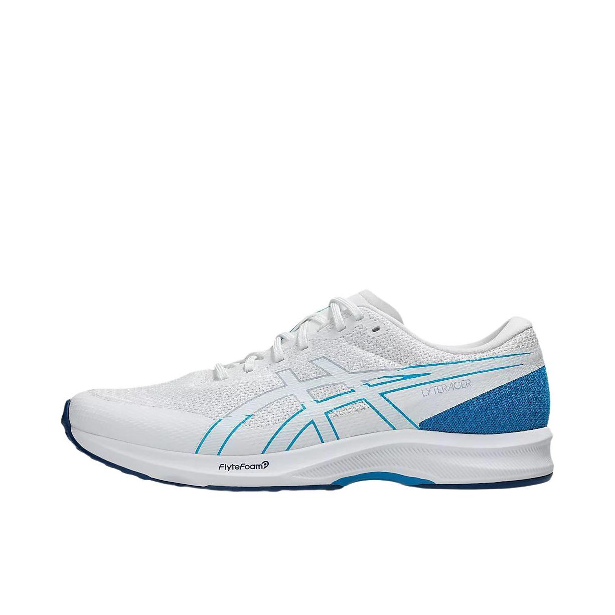 推荐商品：Asics/亚瑟士 LYTERACER 6 跑鞋 百搭简约低帮系带贴合 白色/浅蓝色 