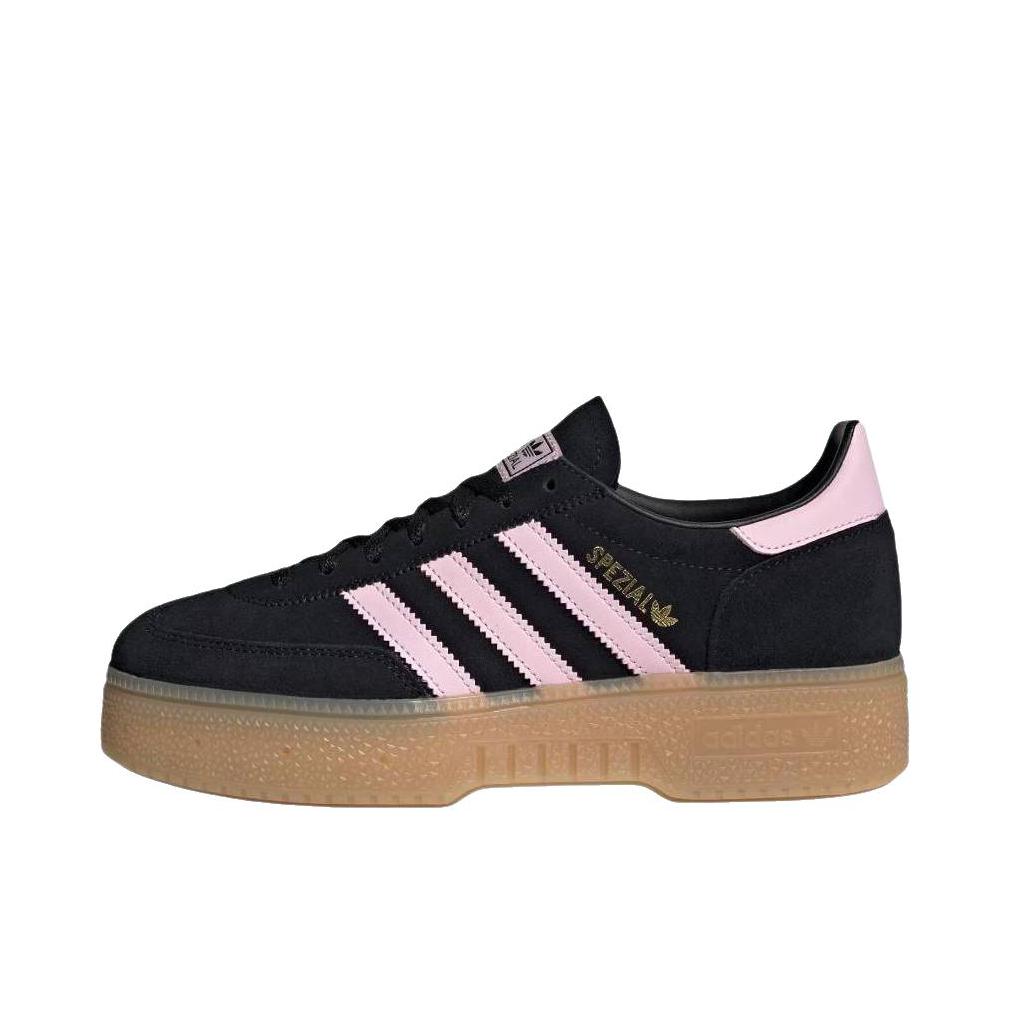 推荐商品：adidas Originals HANDBALL SPEZIAL Bold 运动休闲鞋 圆头系带厚底舒适贴合德训鞋 黑色/粉色