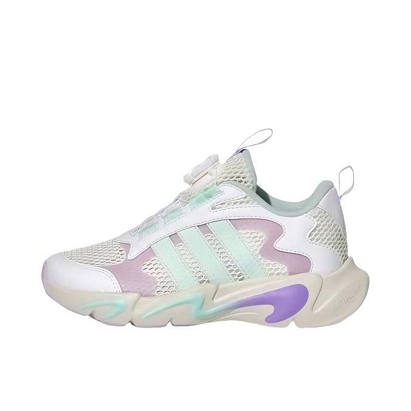 推荐商品：adidas PLAYFLEX HABU 运动休闲鞋 防滑耐磨时尚贴合室外旋转按钮 大童/白色/冰浅紫色
