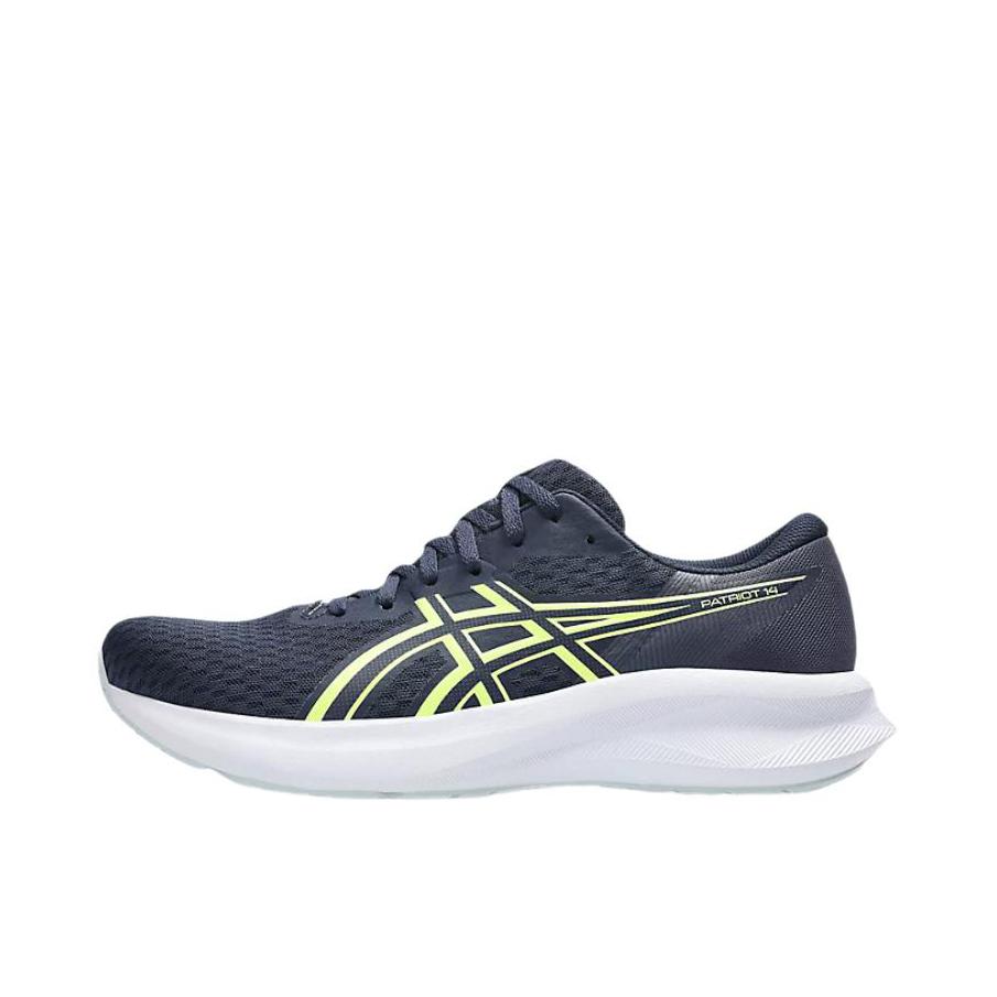 推荐商品：Asics/亚瑟士 PATRIOT 14 跑鞋 竞速回弹透气橡胶轻量支撑耐穿 蓝色/羽白色