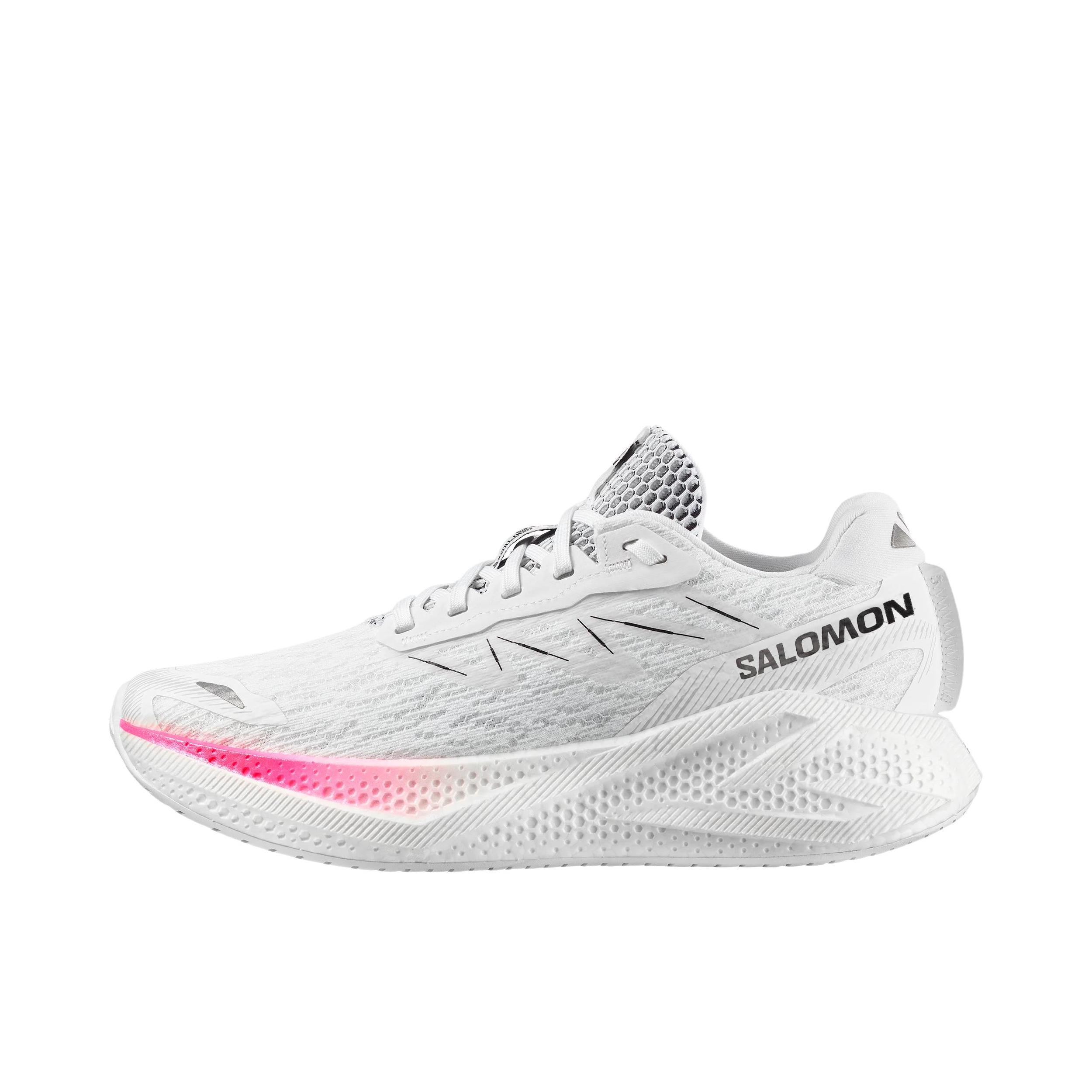 推荐商品：Salomon/萨洛蒙 AERO GLIDE 4 跑鞋 透气缓震跑步运动轻户外耐穿越野回弹减震包裹性贴合 奶油白/黑色 
