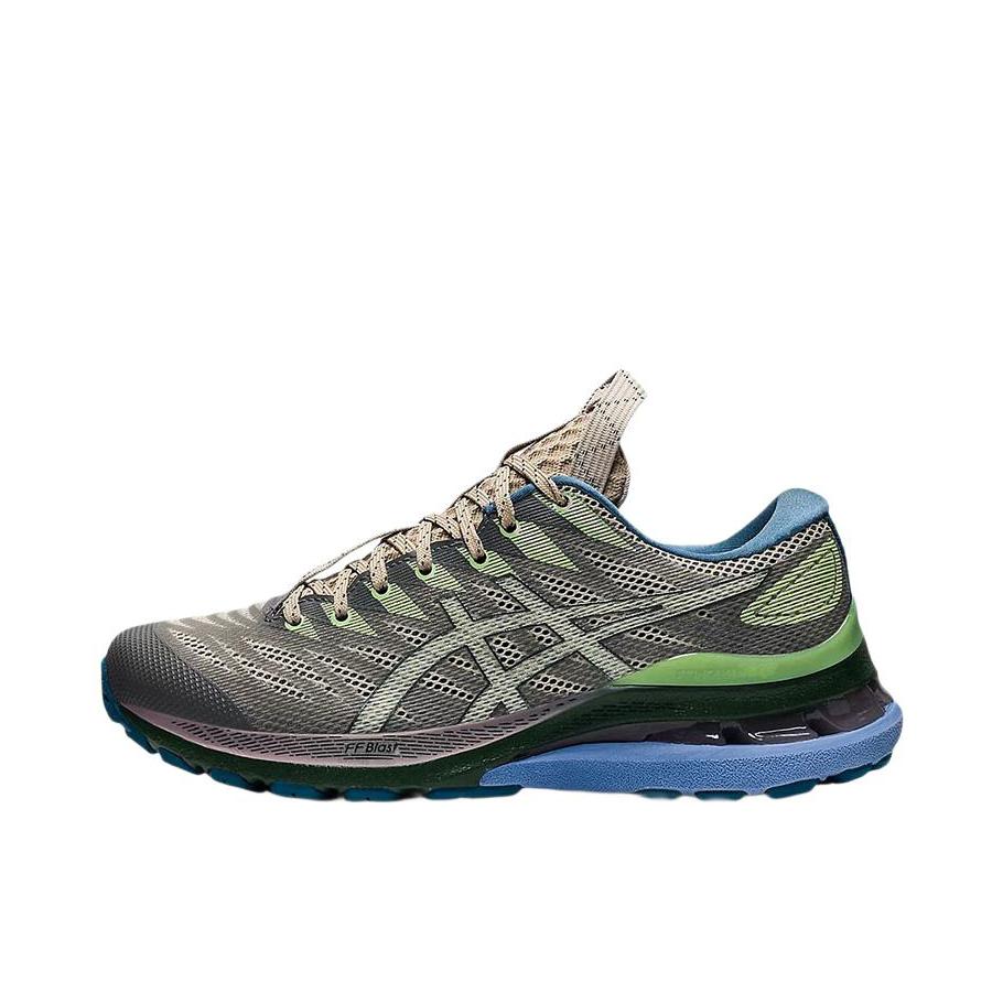推荐商品：Asics/亚瑟士 Gel-Kayano 28 跑鞋 马拉松夜跑气垫稳定足弓支撑防滑耐磨缓震回弹网面透气织物 灰色/蓝色/绿色