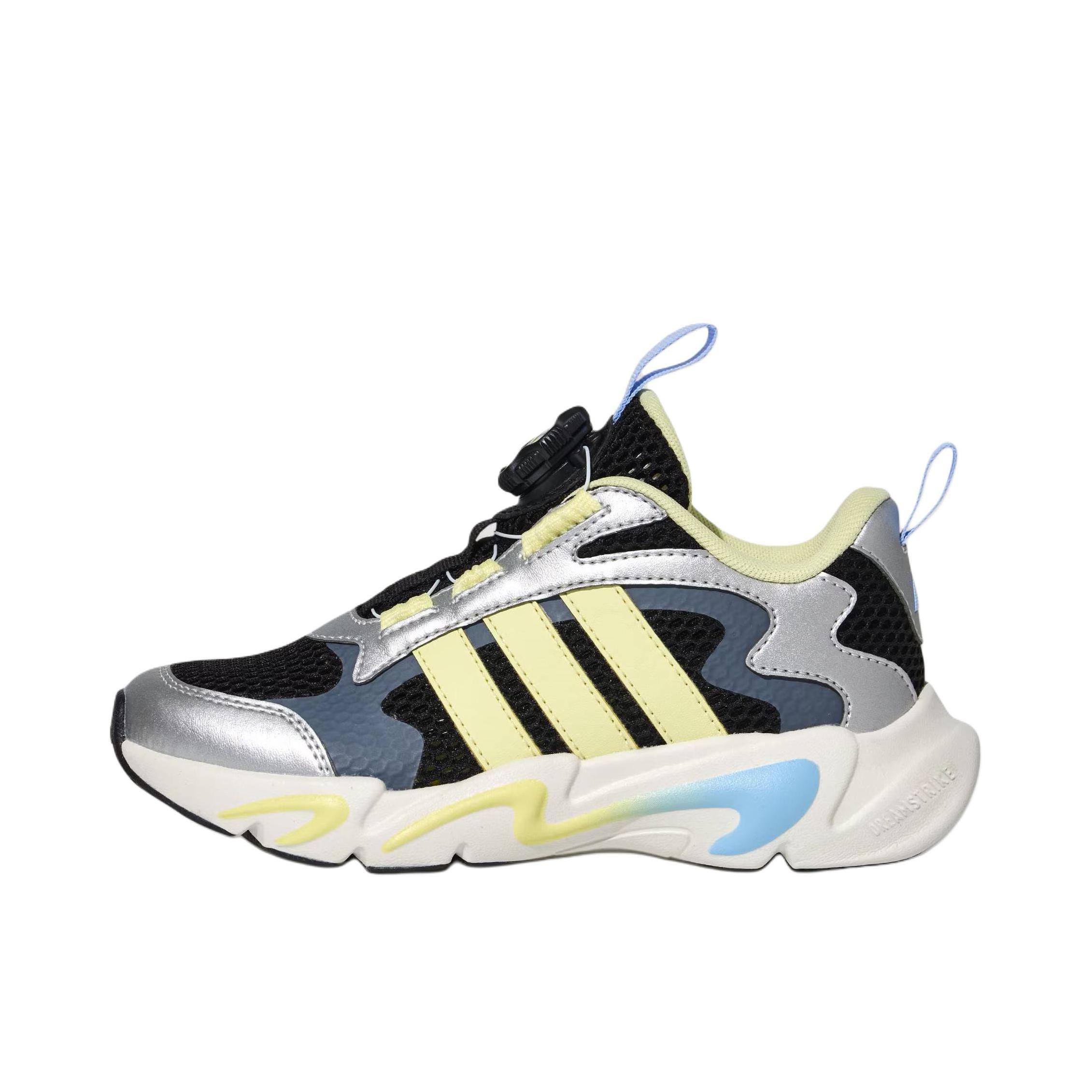推荐商品：adidas PLAYFLEX HABU 运动休闲鞋 防滑耐磨时尚贴合室外旋转按钮 大童/黑色/银色/黄色