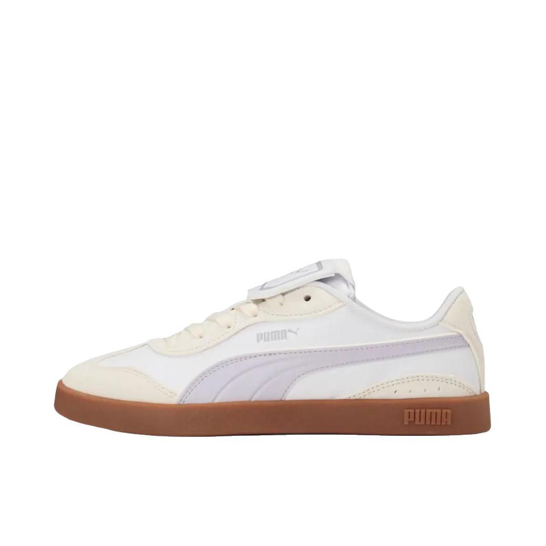 推荐商品：Puma/彪马 CLUB AZURA 德训鞋 板鞋 复古优雅可拆卸T头鞋缓震圆头牛剖层革防滑 女款/白色/淡紫色