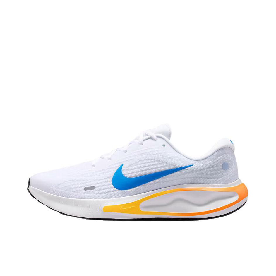 推荐商品：Nike Journey Run 跑鞋 缓震轻便防滑耐磨休闲简约训练长跑短跑织物运动贴合圆头支撑 白色/荷兰橙/氢蓝色/水晶蓝