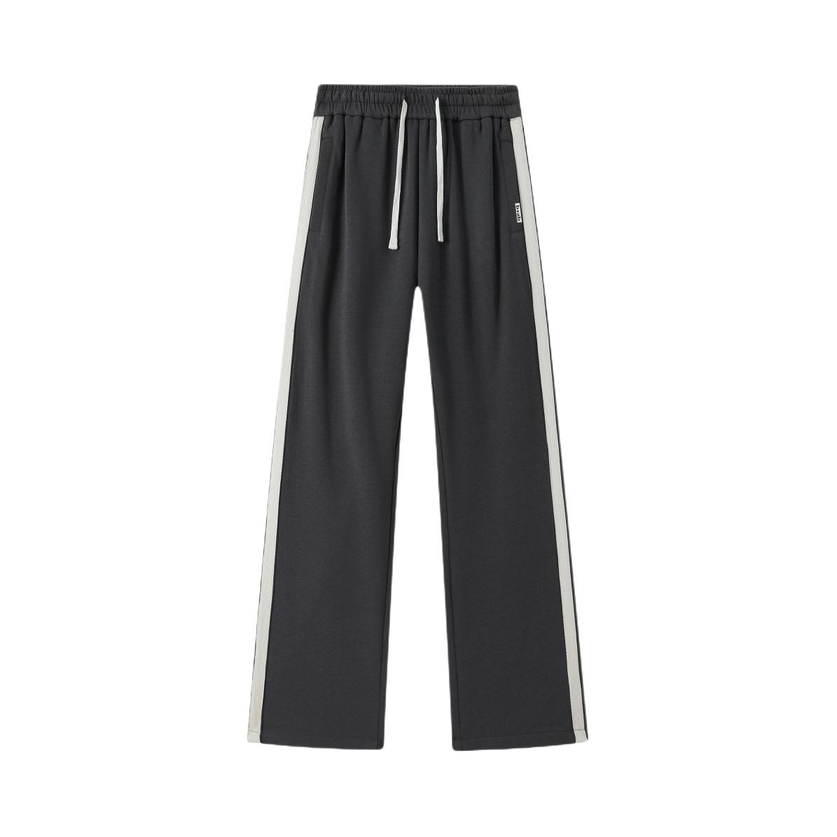 推荐商品：b+ab 2026SS 系带直筒条纹垂感运动长裤 BAXPT5B6K7410 深灰