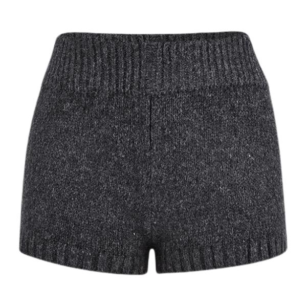 推荐商品：Moses Queen/魔西女王 高腰直筒软糯针织休闲短裤 女装 32267 黑灰