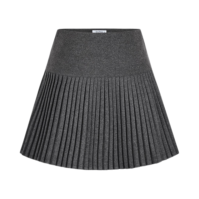 推荐商品：Moses Queen/魔西女王 百褶A字高腰毛呢半身短裙 女装 62342（Mosesqueen 深灰
