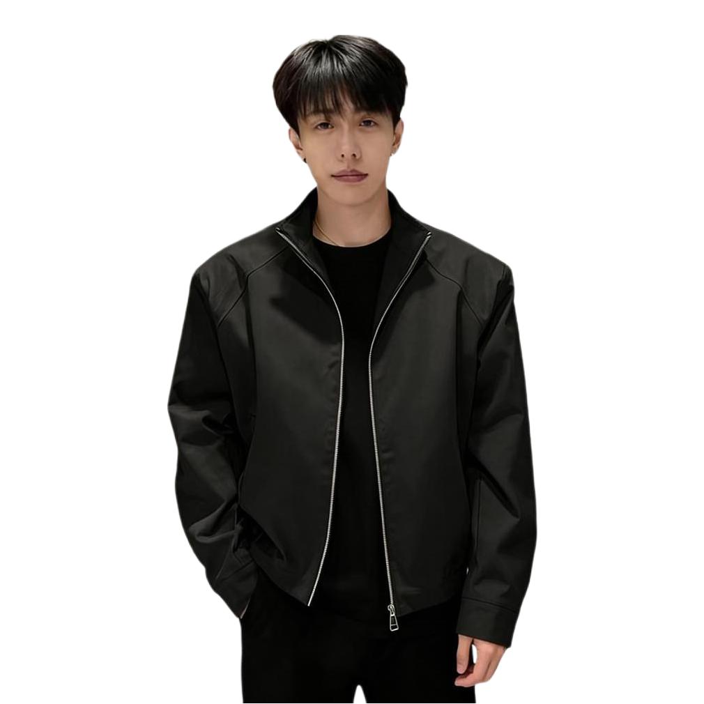 推荐商品：Leonbinno/雷尔宾诺 2026SS 正肩立领硬挺长袖夹克 LE2YY-JK006 黑/升级款