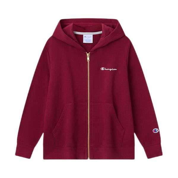 Champion/冠军童装 复古学院开衫连帽长袖卫衣 中大童 WY208 安可拉红