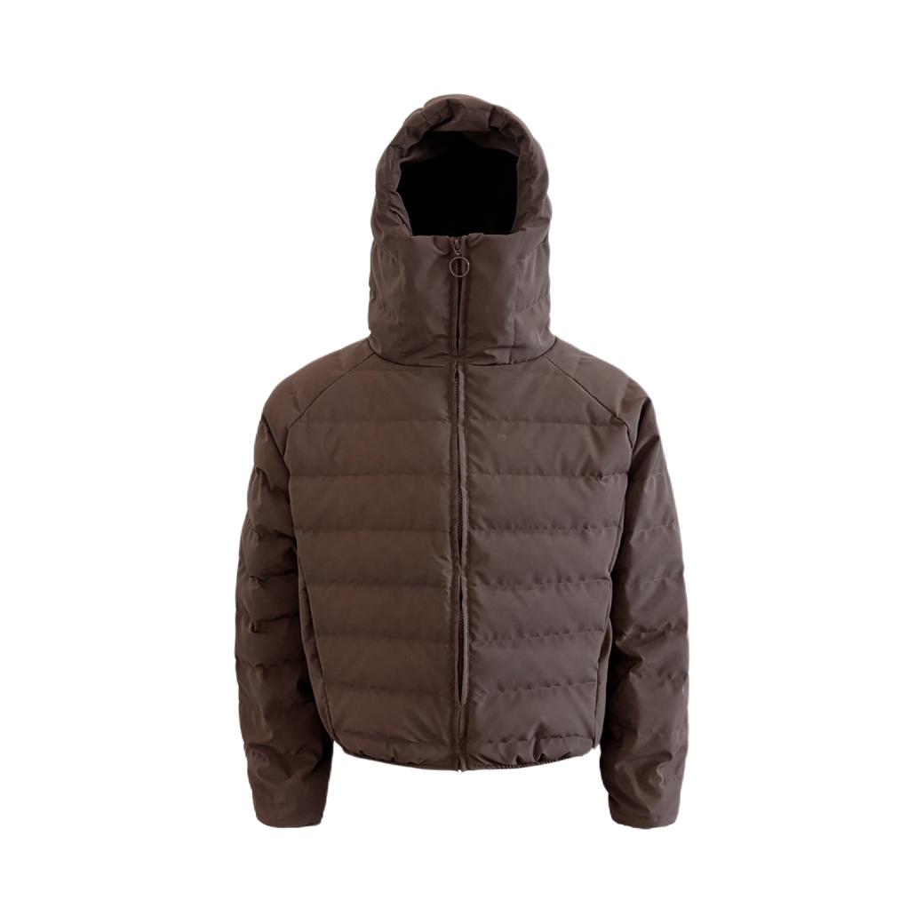 推荐商品：MADE EXTREME 白鸭绒生物基皮帽型长袖羽绒服 EME#246001 咖啡