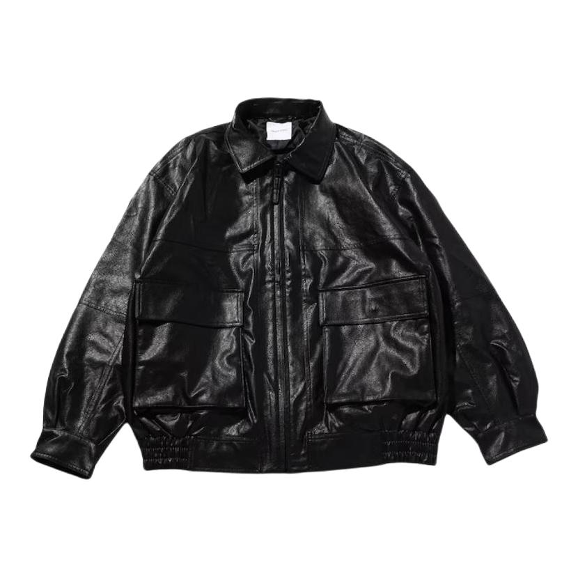 推荐商品：Freak's Store 拉链翻领纯色长袖皮衣 105324890060016 黑
