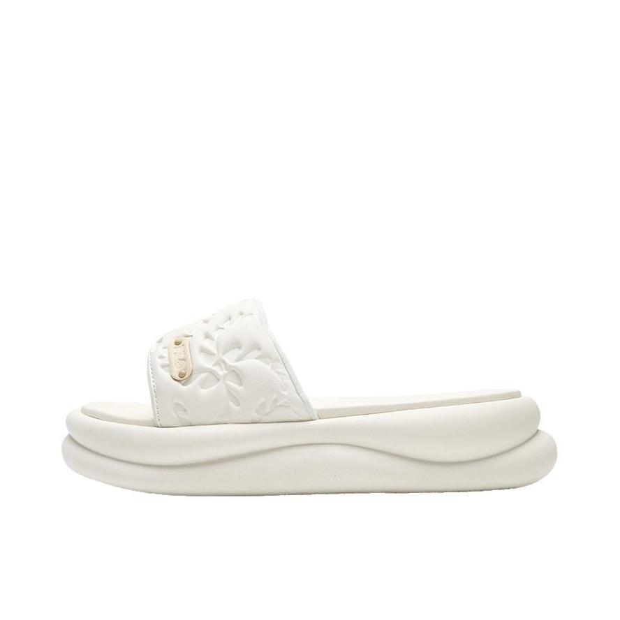 推荐商品：FILA/斐乐 Sponge 舒适透气 简约 时尚复古 休闲运动 橡胶底 一字 拖鞋 F12W422501F 女款/奶白色/鹅卵石黄