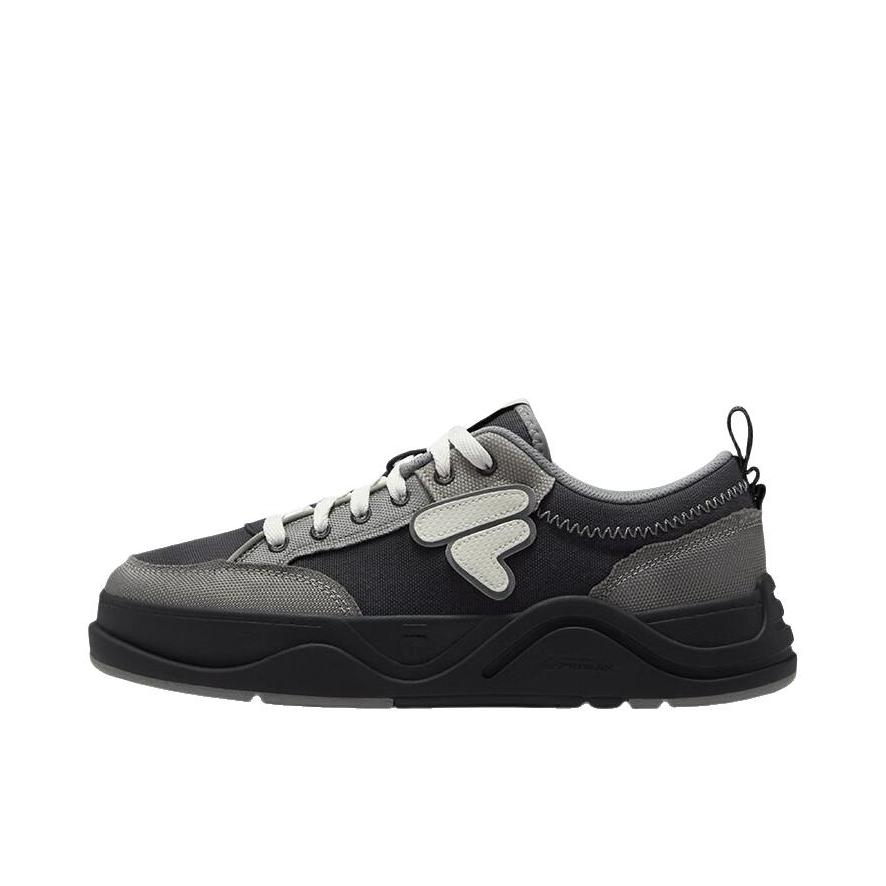 推荐商品：FILA/斐乐 FUSION 50-50 DX II CVS 板鞋 增高厚底舒适 黑沙灰/雪白色