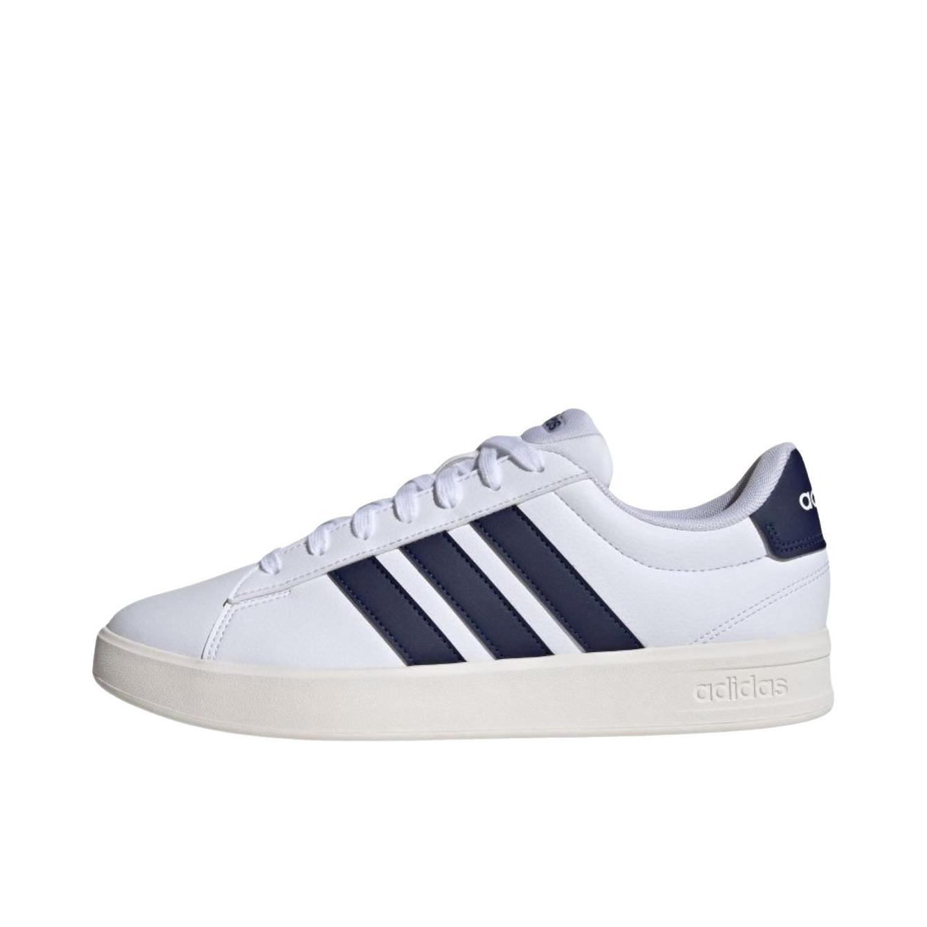 推荐商品：adidas GRAND COURT 3.0 板鞋 舒适百搭休闲耐磨贴合支撑圆头 白色/蓝色