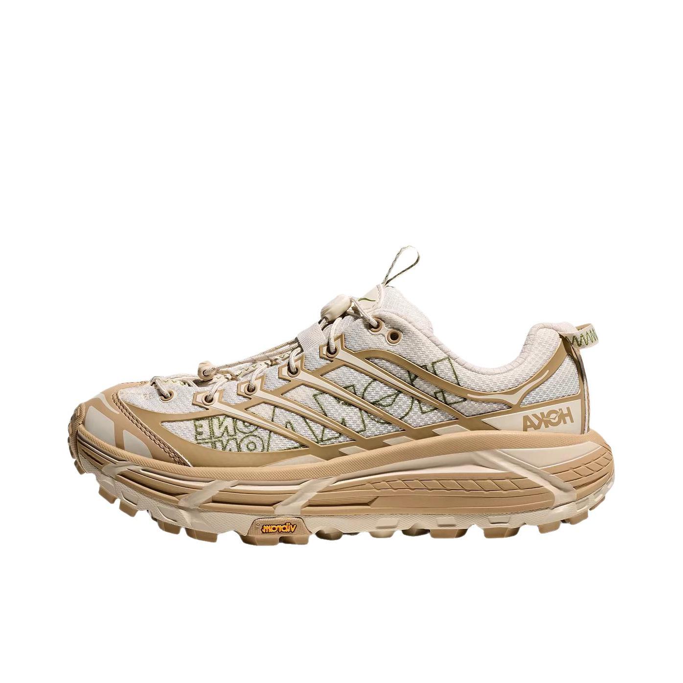 推荐商品：HOKA ONE ONE Mafate Three 2 越野跑鞋 防滑耐磨舒适缓震圆头百搭简约时尚 沙漠绿/燕麦白