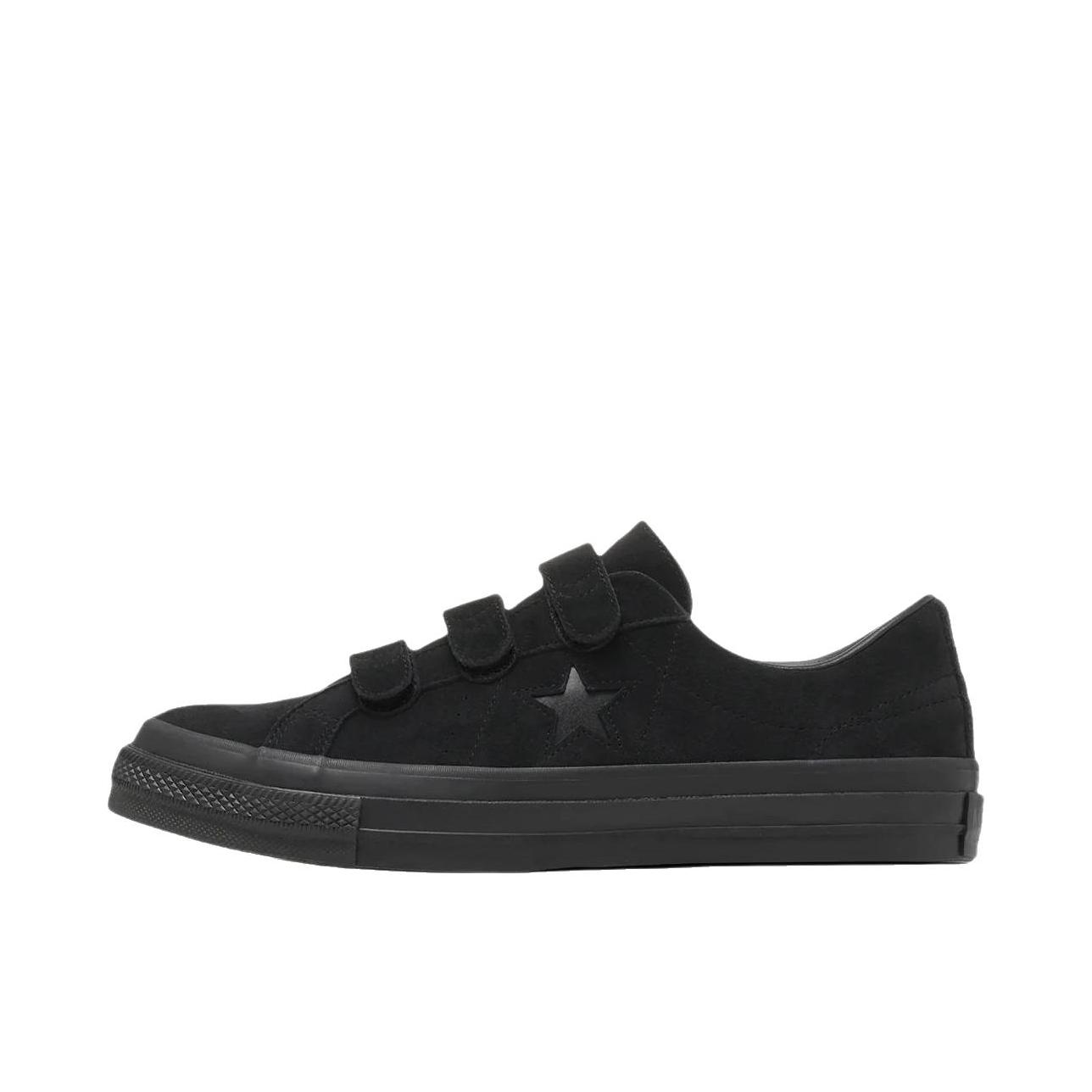 推荐商品：Converse/匡威 One Star V-3 板鞋 圆头平跟橡胶魔术贴 纯黑色