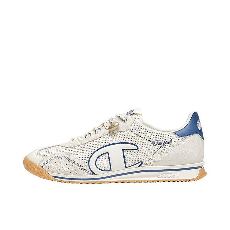 推荐商品：Champion/冠军 Legend 70's Runner 百搭 低帮薄底 圆头 橡胶 拼接增高 运动休闲鞋 奶白色/航海蓝