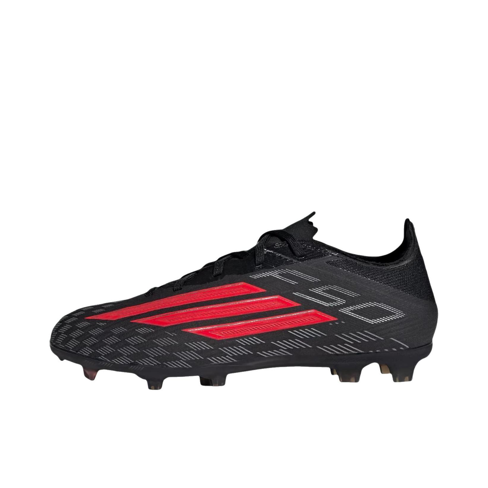 推荐商品：adidas F50 Elite FG 足球鞋 顶级胶质长钉天然硬草地耐用支撑 大童/深黑色/红色