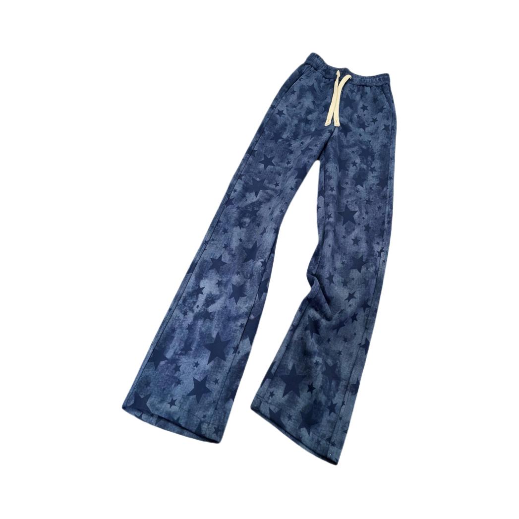 推荐商品：Lightning X Storm 中腰扎染星星垂感针织运动长裤 SDZZWK17 静谧蓝