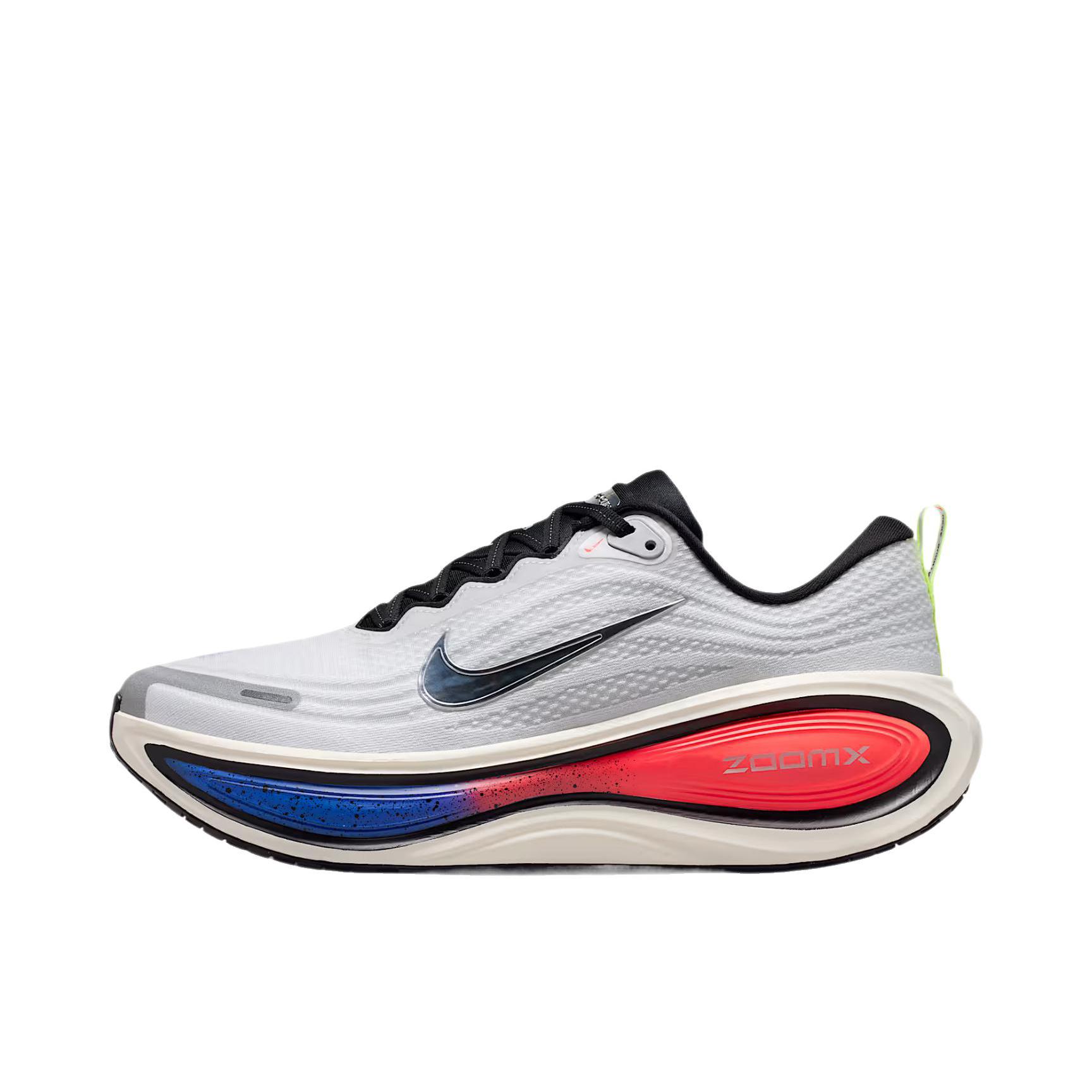 推荐商品：Nike Vomero Plus 超级迈柔 跑鞋 耐磨系带回弹网布支撑缓震轻便训练防滑贴合圆头 白色/黑色/赛车蓝/金属银