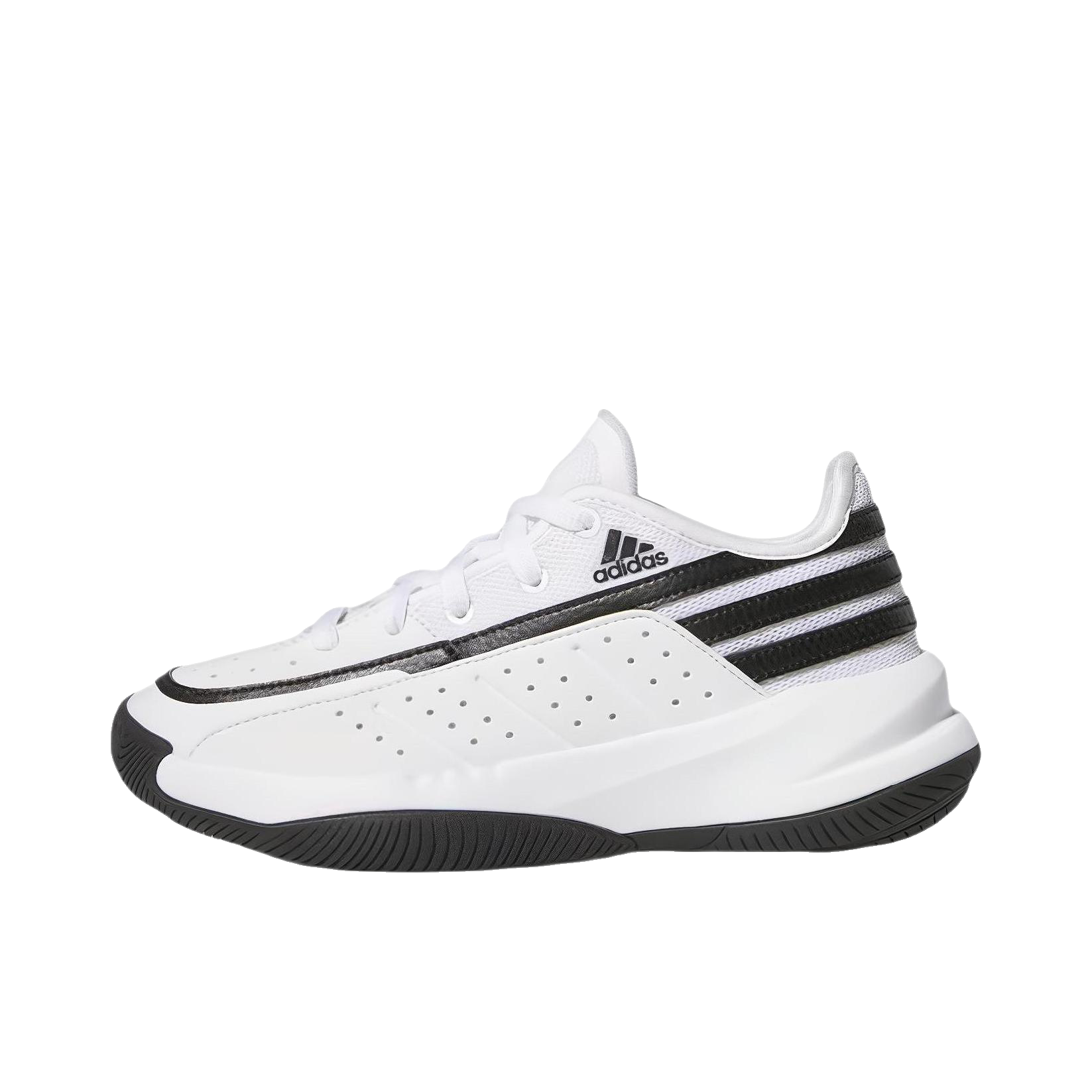 推荐商品：adidas Front Court 篮球鞋 防滑耐磨缓震实战圆头 大童/黑色/帆布白