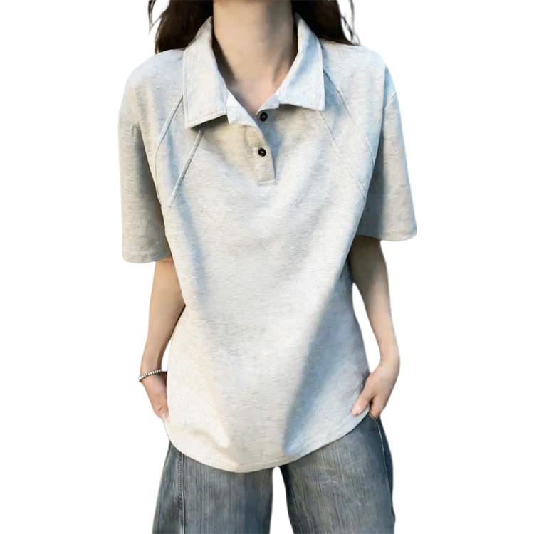 推荐商品：Leonbinno/雷尔宾诺 2026SS 正肩薄款解构拼接短袖Polo衫 LE2JY-DT53702-06 白花灰/升级款