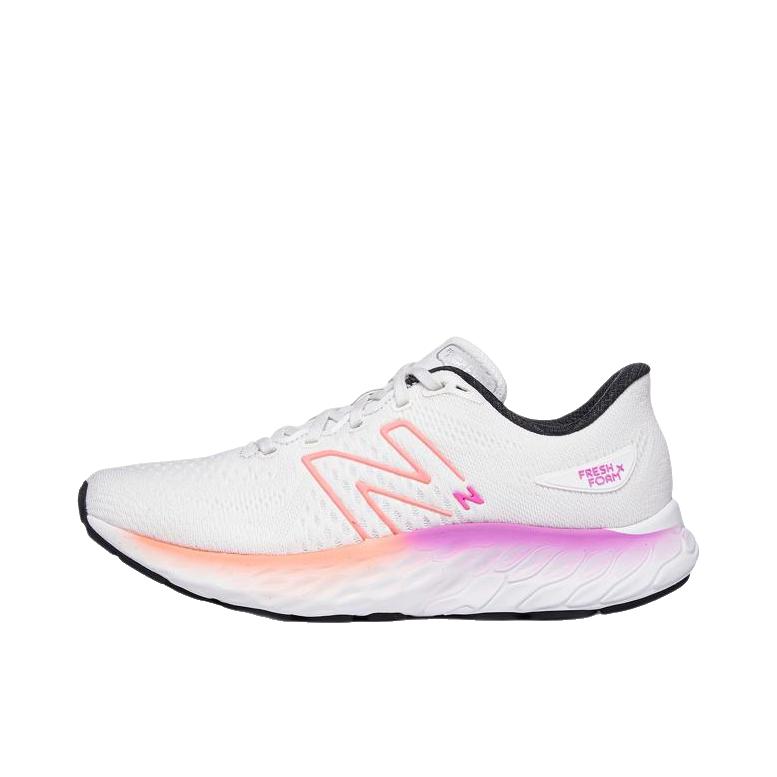 推荐商品：New Balance Fresh Foam X Evoz V3 跑鞋 缓震回弹防滑耐磨舒适网布透气轻盈织物马拉松平跟圆头 女款/白色/紫色