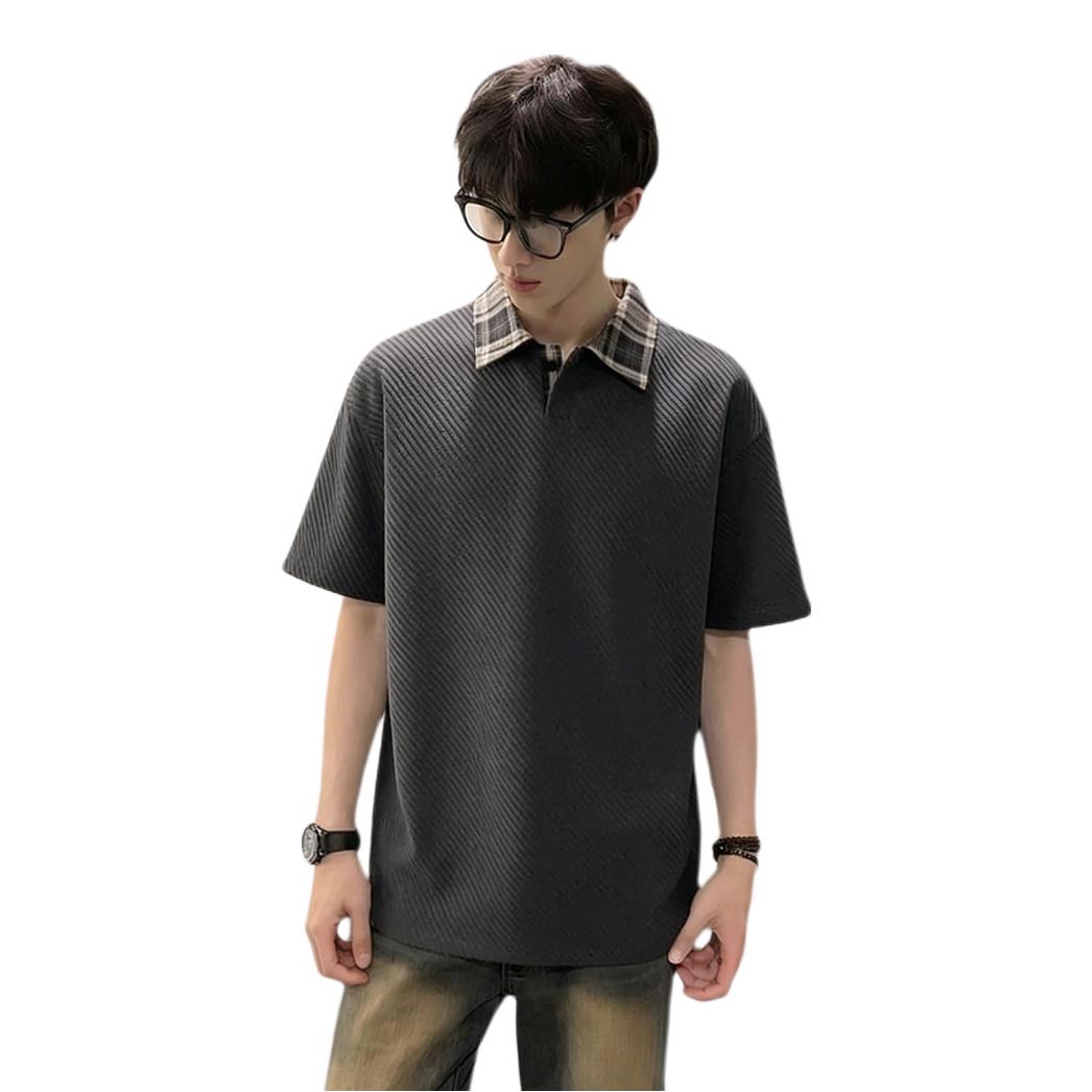 推荐商品：PVPVPV 2026SS 正肩格子拼接高级感短袖Polo衫 PVJY-HT26121 灰/升级款